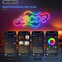Bandă LED Neon BRIMETI 20M RGBIC 220V, aplicație și telecomandă, Bluetooth, sincronizare muzică, IP65, impermeabilă, flexibilă, decor interior și exterior 4