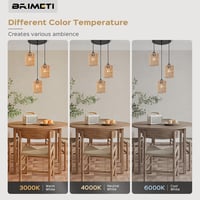 BRIMETI Rattan Függőlámpa 3 Égős - Vintage Mennyezeti Csillár, Állítható Magasság, E27 LED 60W, Barna Natur Rattan, Étkezőbe, Hálószobába 4