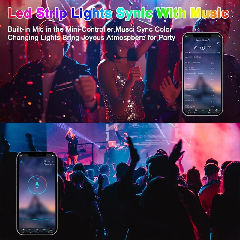 BRIMETI RGB Neon LED Szalag 20m Vízálló IP65 Távirányítós Bluetooth Applikációs Vezérlés Kültéri Beltéri Dekoráció