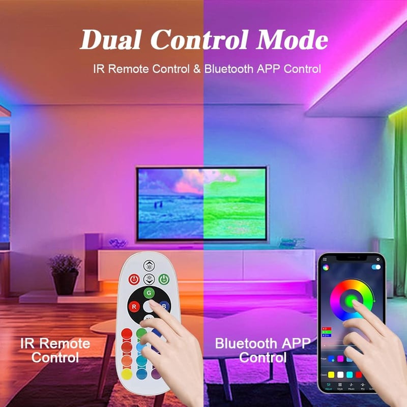 BRIMETI RGB Neon LED Szalag 20m Vízálló IP65 Távirányítós Bluetooth Applikációs Vezérlés Kültéri Beltéri Dekoráció