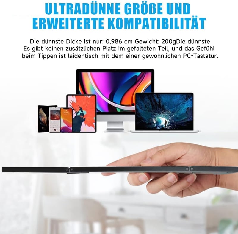 BRIMFORD Összecsukható Wireless Billentyűzet QWERTZ Numerikus Billentyűzettel
