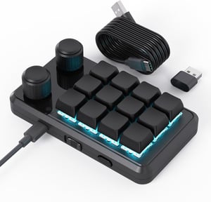 BRIMFORD egykézes programozható mechanikus billentyűzet RGB, Hot-Swap, 2.4G - fekete