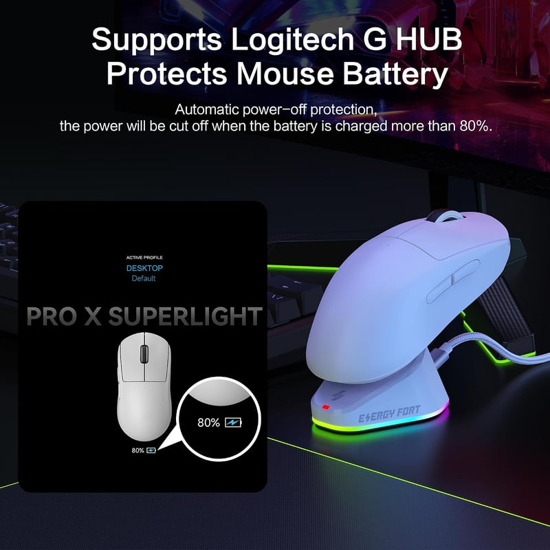 BRIMFORD RGB egér töltőállomás Logitech G PRO X/G502/G703/G903, Razer Basilisk/Viper/DeathAdder