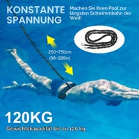 Centură de înot pentru piscină Brinquil – Dispozitiv de antrenament cu rezistență reglabilă, cu coardă de 2,5–7,5 m, centură de antrenament pentru adulți și copii, negru 7