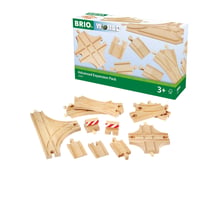 BRIO World 33307 Súprava koľají a výhybiek – 11-dielna sada bukových železničných výhybiek, drevená vláčikodráha, od 3 rokov 1
