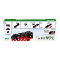 BRIO World 33884 Batériová parná lokomotíva s nádržkou na vodu – so skutočnou chladnou parou a nabíjateľnou nádržkou na vodu, od 3 rokov, 3-dielna súprava 3