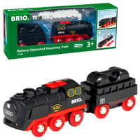 BRIO World 33884 Batériová parná lokomotíva s nádržkou na vodu – so skutočnou chladnou parou a nabíjateľnou nádržkou na vodu, od 3 rokov, 3-dielna súprava 1