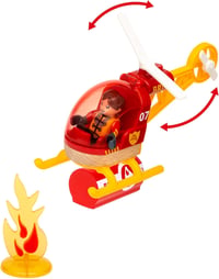 BRIO World Deluxe Rendőrségi és Tűzoltósági Készlet - Fa Mentőállomás Szett Rendőrséggel, Tűzoltóvonattal és Helikopterrel - 3 Éves Kortól 6