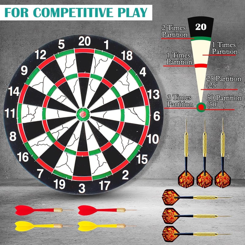 BRISKORE Professzionális Darts Tábla Szett 10 Nyíllal - 30 cm Szizál Céltábla Kezdőknek és Hobbijátékosoknak - Könnyű Felszerelés