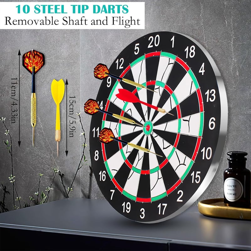 BRISKORE Professzionális Darts Tábla Szett 10 Nyíllal - 30 cm Szizál Céltábla Kezdőknek és Hobbijátékosoknak - Könnyű Felszerelés