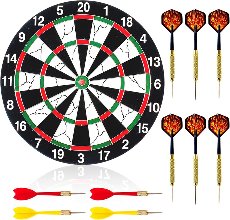BRISKORE Professzionális Darts Tábla Szett 10 Nyíllal - 30 cm Szizál Céltábla Kezdőknek és Hobbijátékosoknak - Könnyű Felszerelés
