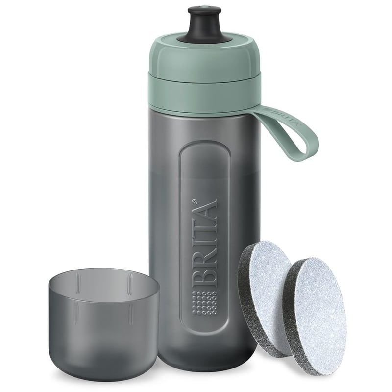 BRITA Active sportska boca s filtrom, pastelno zelena, 600 ml - s 2 MicroDisc filtra, bez BPA, stlačiva boca, protiv klora i nečistoća