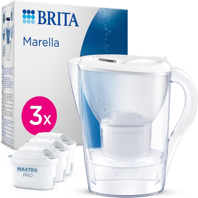 BRITA Marella vízszűrő kancsó fehér 2,4L + 3x Maxtra Pro szűrőbetét