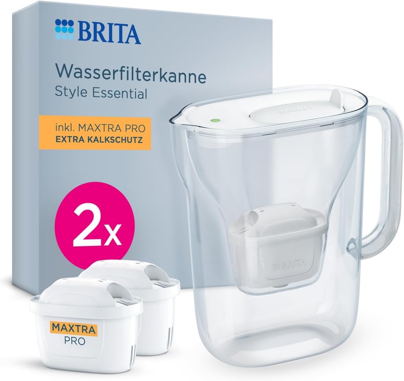 BRITA Style Essential vízszűrő kancsó fehér 2,4L + 2x MAXTRA PRO szűrő - Essential including 2x MX Pro Extra limescale protection