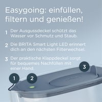 BRITA Style Essential vrč za filtriranje vode, kameno plavi, 2,4 L - sa Smart Light LED indikatorom, poklopcem na preklop, stane u hladnjak, MAXTRA PRO Pure Performance 3