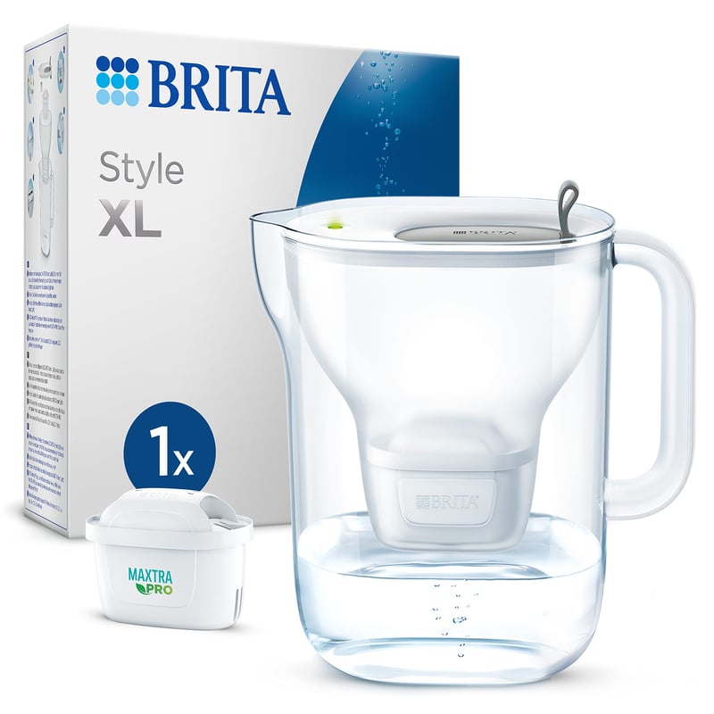 BRITA Style XL vízszűrő kancsó szürke 3,6 l - 1 db MAXTRA PRO Pure Performance szűrővel, LED jelzővel, klór és vízkő ellen