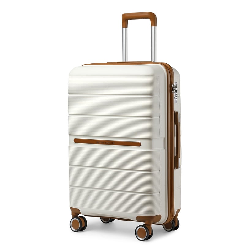 British Traveller keményfedeles bőrönd TSA zárral, 92 L - fehér - 76 cm
