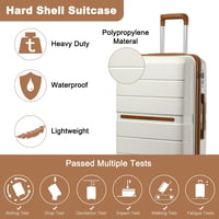 British Traveller TSA zárral ellátott 3 részes könnyű, merev PP bőrönd szett - fehér (20+24+28 inch) 2