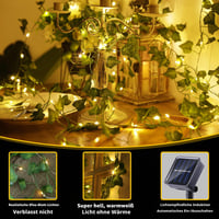 BrizLabs Solarni svjetlosni niz od umjetnog bršljana za vanjsku upotrebu 1,2x1,5 m 192 LED diode, dekorativna zavjesa sa zelenim listovima za božićne blagdane, vjenčanja i zidne dekoracije 2