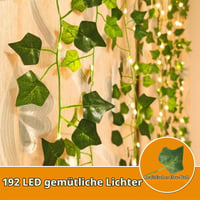 BrizLabs Solarni svjetlosni niz od umjetnog bršljana za vanjsku upotrebu 1,2x1,5 m 192 LED diode, dekorativna zavjesa sa zelenim listovima za božićne blagdane, vjenčanja i zidne dekoracije 4