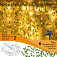BrizLabs Solarni svjetlosni niz od umjetnog bršljana za vanjsku upotrebu 1,2x1,5 m 192 LED diode, dekorativna zavjesa sa zelenim listovima za božićne blagdane, vjenčanja i zidne dekoracije 3