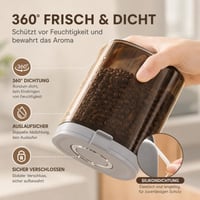Recipient ermetic pentru cafea boabe Brizuf cu capac, 1,3 L – Cutie de depozitare pentru ceai, nuci, cacao, recipient pentru păstrarea prospețimii cafelei, maro, cadou pentru iubitorii de cafea 3