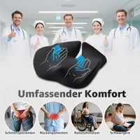 BRO Extra veľký ortopedický sedací vankúš s chladivým poťahom Ice Silk, ergonomický vankúš z pamäťovej peny na odľahčenie kostrče na kancelársku stoličku, do auta a 6