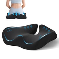 BRO Extra veľký ortopedický sedací vankúš s chladivým poťahom Ice Silk, ergonomický vankúš z pamäťovej peny na odľahčenie kostrče na kancelársku stoličku, do auta a 1