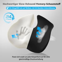 BRO Extra veľký ortopedický sedací vankúš s chladivým poťahom Ice Silk, ergonomický vankúš z pamäťovej peny na odľahčenie kostrče na kancelársku stoličku, do auta a 4