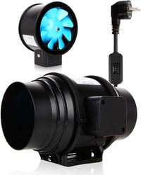 Brogachy 100 mm Állítható Csőventilátor 215/185 m³/h - Vízálló Elszívó Ventilátor Pincéhez, Garázshoz, Fürdőszobához, Növénysátorhoz, Kétfokatú 1