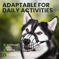 Botniță BRONZEDOG reglabilă pentru câini de talie mare și foarte mare, din plasă metalică cu strat de PVC și curele din piele, ventilată, permite hidratarea, pentru dresaj, anti-mușcătură, pentru Husky, Doberman 4