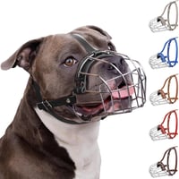 BronzeDog Fém Kutyaszájkosár Amstaff Állítható Bőr Szíjakkal Nagy Kutyáknak 1