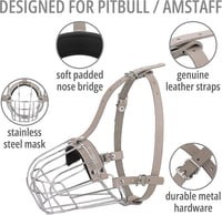 BronzeDog Fém Kutyaszájkosár - Amstaff Drótháló Kosár Állítható Bőrpántokkal Nagy Testű Kutyáknak, Kültéri Használatra 3