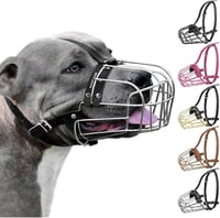 BronzeDog Fém Kutyaszájkosár - Amstaff Drótszájkosár Állítható Bőrpántokkal Pitbull, Staffordshire Terrier Kutyáknak, 40-85 Font Súlyig 1