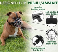 BRONZEDOG Fém Kutyaszájkosár Amstaff Pitbull Kutyáknak, Állítható Bőrpántokkal, Párnázott Kényelmes Kivitel, Rózsaszín 3