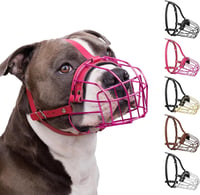 BRONZEDOG Fém Kutyaszájkosár Amstaff Pitbull Kutyáknak, Állítható Bőrpántokkal, Párnázott Kényelmes Kivitel, Rózsaszín 1