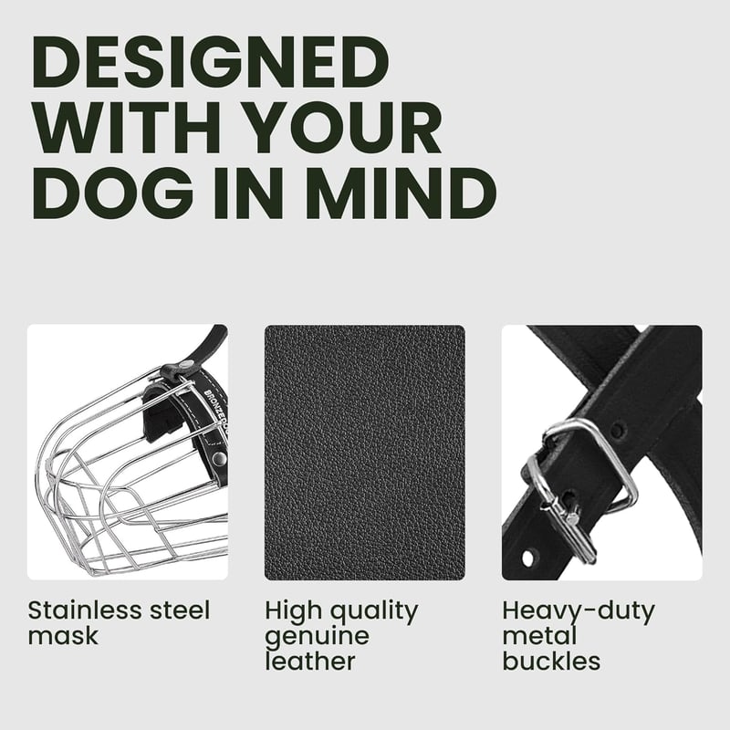 BRONZEDOG Fém Kutyaszájkosár Német Juhásznak - Állítható, Tartós Kosár Harapás, Rágás, Ugatás Ellen - Közepes Méret
