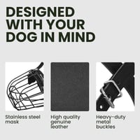 BRONZEDOG Pitbull Szájkosár Fém Maszk Amstaff Állítható Bőr Szíjjal Nagyobb Kutyáknak Fekete 4