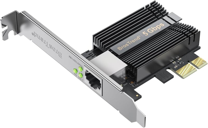 BrosTrend 5GB Hálózati Kártya PCIe - 5Gbps Ethernet Adapter Alacsony Profilú Kivitelben, Windows 11/10/Server 2022 Kompatibilis, Gyors Adatá