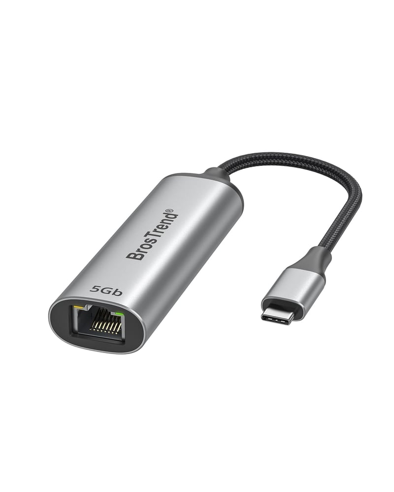 BrosTrend 5Gbps USB-C Ethernet Adapter, Alumínium Type-C RJ45 Hálózati Adapter, Plug & Play, Windows MacOS, MacBook iPad Thunderbolt 5/4/3 kompatibilis