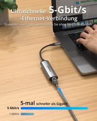 BrosTrend 5Gbps USB-C Ethernet Adapter, Alumínium Type-C RJ45 Hálózati Adapter, Plug & Play, Windows MacOS, MacBook iPad Thunderbolt 5/4/3 kompatibilis 2