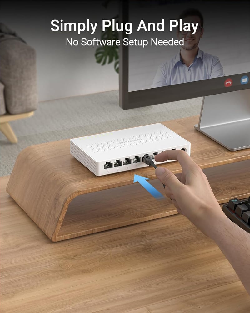 BrosTrend 8 portos 2.5 Gigabit Ethernet hálózati switch, asztali/fali szerelésű LAN elosztó