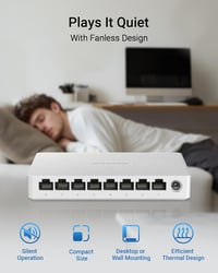 BrosTrend 8 portos 2.5 Gigabit Ethernet hálózati switch, asztali/fali szerelésű LAN elosztó 6