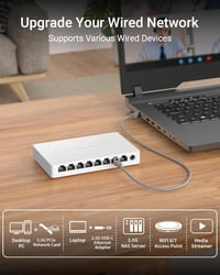 BrosTrend 8 portos 2.5 Gigabit Ethernet hálózati switch, asztali/fali szerelésű LAN elosztó 3