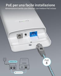BrosTrend AC1200 kültéri WiFi jelerősítő, IP65, Dual Band 5GHz+2.4GHz, PoE, Gigabit port 6