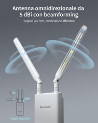 BrosTrend AC1200 kültéri WiFi jelerősítő, IP65, Dual Band 5GHz+2.4GHz, PoE, Gigabit port 5