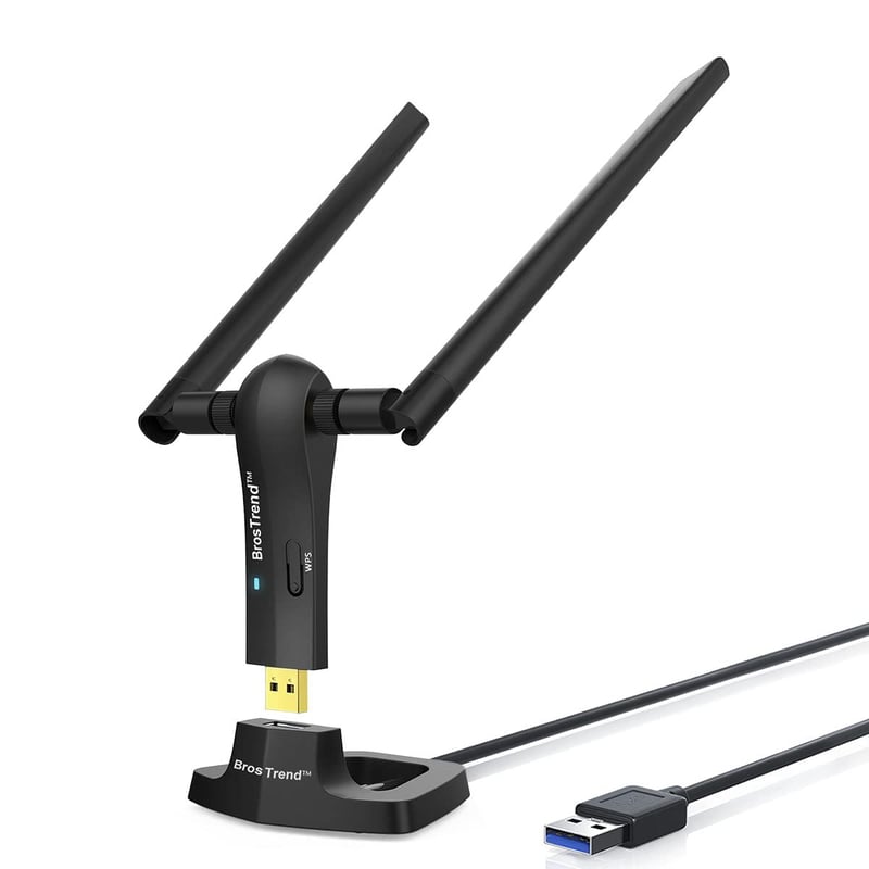 BrosTrend AC1200 USB WiFi adaptér s dlhým dosahom, duálnou anténou a kompatibilitou s Windows