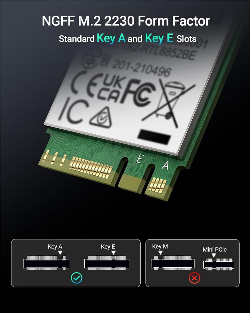 BrosTrend AX1800 WiFi 6 M.2 WLAN kártya Bluetooth 5.2 Windows 10/11