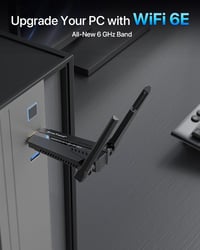 BrosTrend AXE5400 WiFi 6E USB adapter PC-hez, háromcsatornás (6/5/2.4 GHz) nagy hatótávolságú, WPA3 titkosítású, Windows 11/10 kompatibilis 2