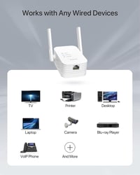 BrosTrend N300 WiFi-Ethernet Adapter - 300 Mbit/s WLAN-LAN Átalakító 2 Antennával, TV, Nyomtató, PC, Xbox, IP Kamera Csatlakoztatásához 4